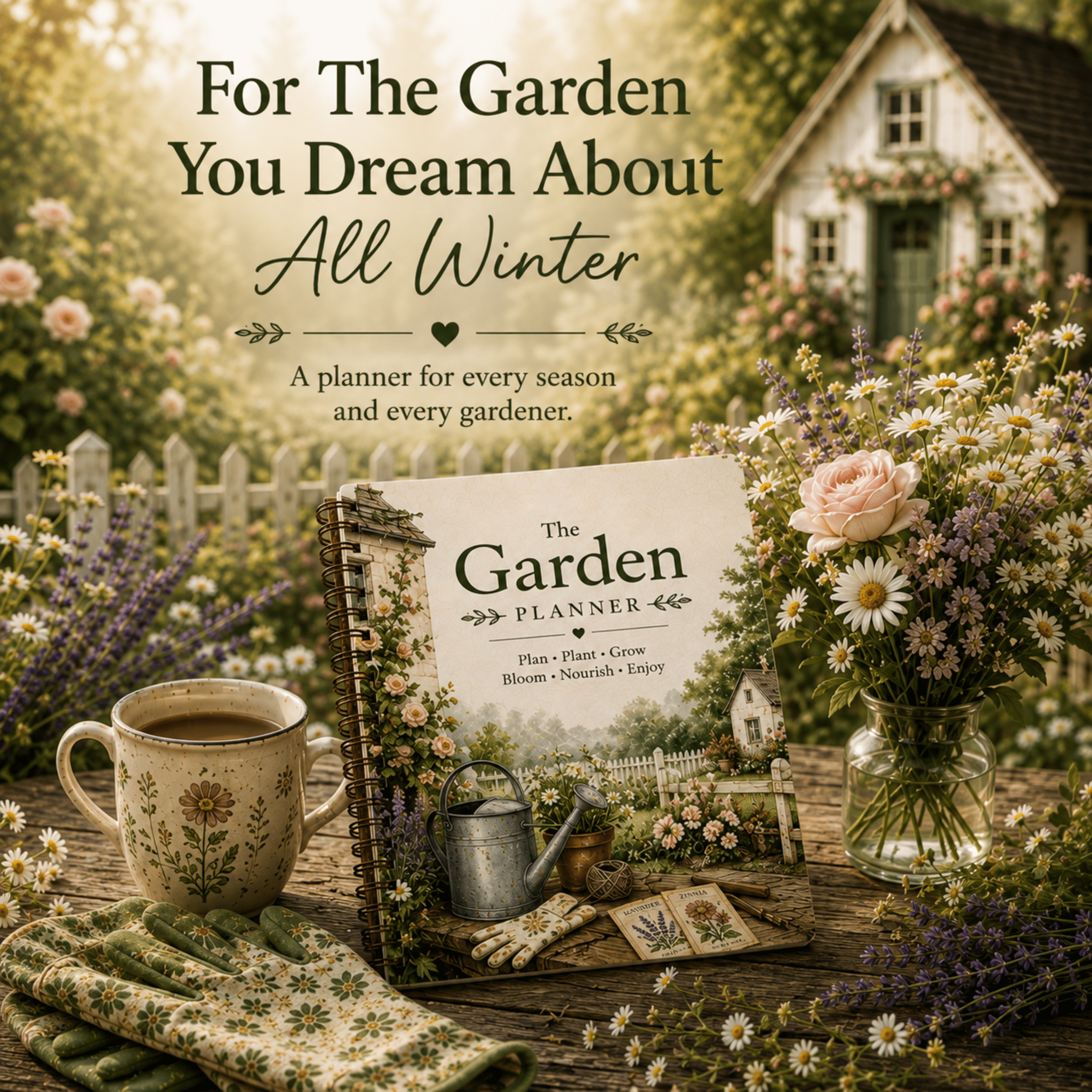 The Cottage Garden Planner, Fruit & Vegetable Seed Harvest Tracker, Homestead Gardening Journal - Winterberry Hearth