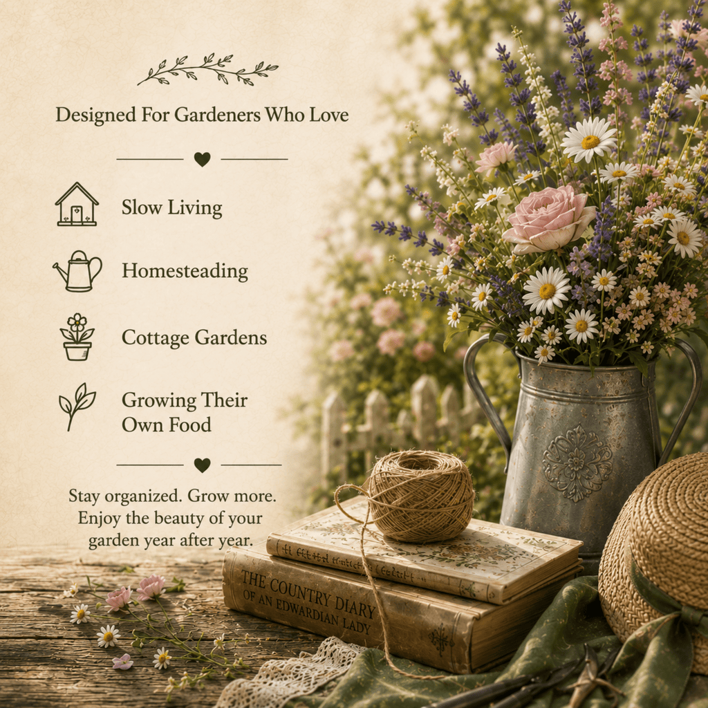 The Cottage Garden Planner, Fruit & Vegetable Seed Harvest Tracker, Homestead Gardening Journal - Winterberry Hearth