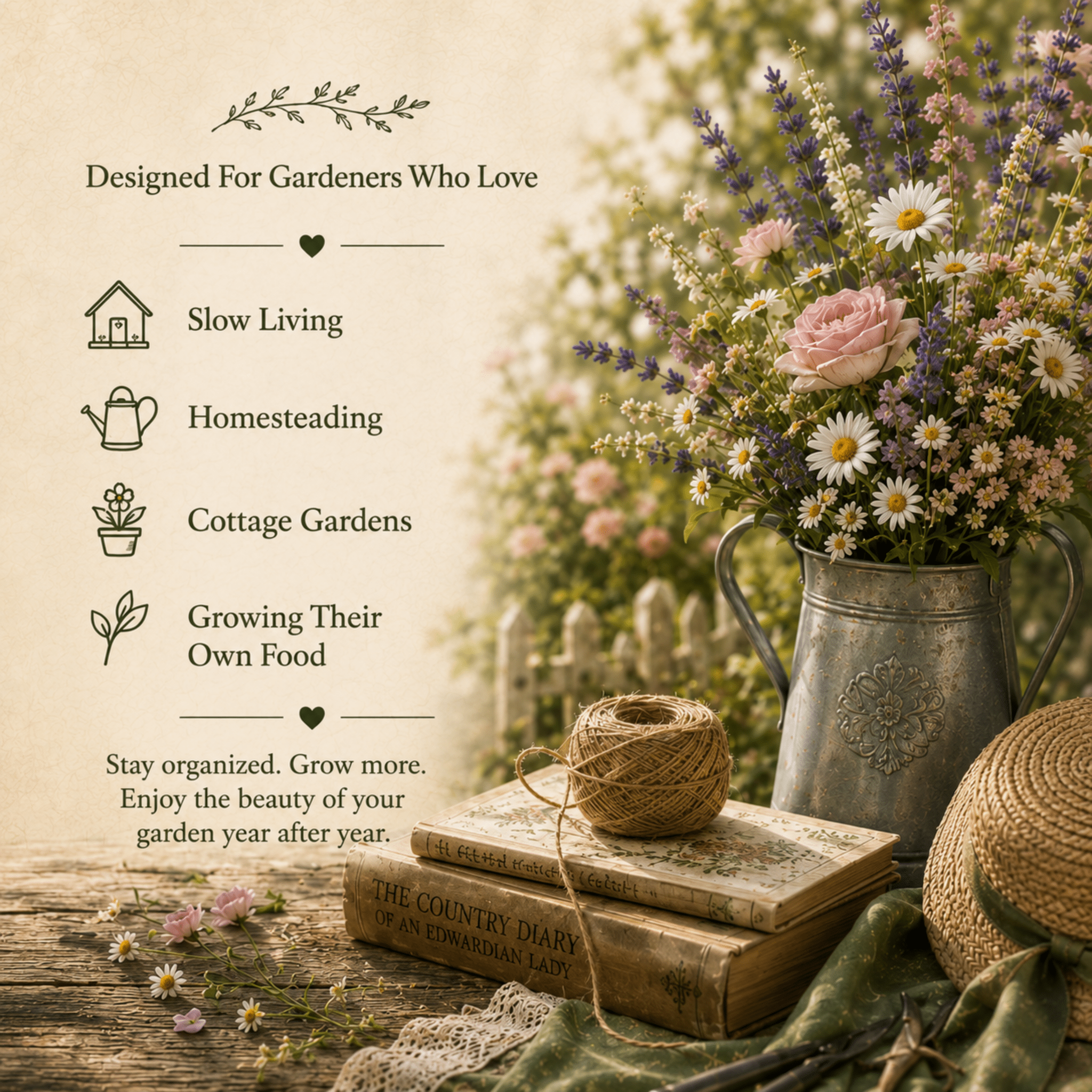 The Cottage Garden Planner, Fruit & Vegetable Seed Harvest Tracker, Homestead Gardening Journal - Winterberry Hearth