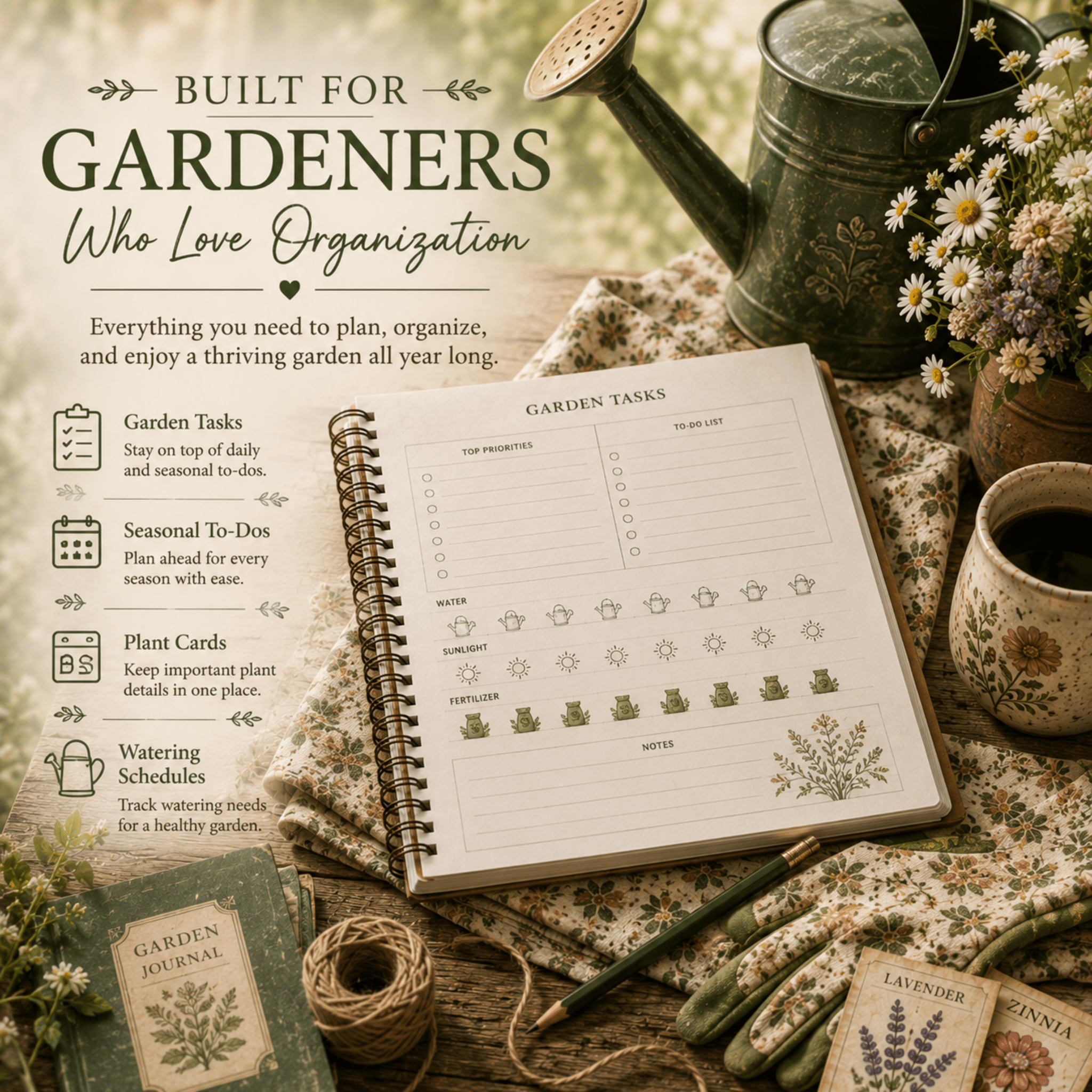 The Cottage Garden Planner, Fruit & Vegetable Seed Harvest Tracker, Homestead Gardening Journal - Winterberry Hearth