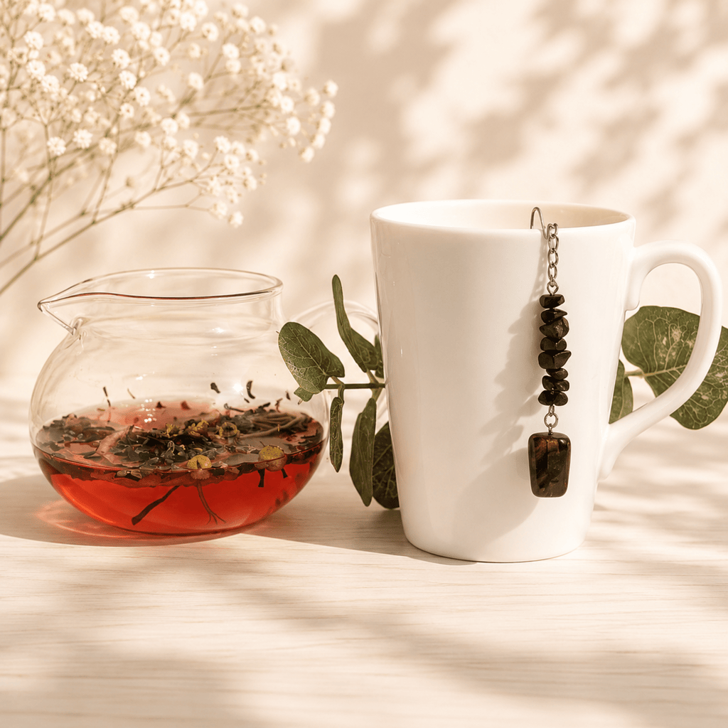 Tiger Eye Crystal Tea Steeper, Stainless Steel Loose Leaf Infuser - Winterberry Hearth