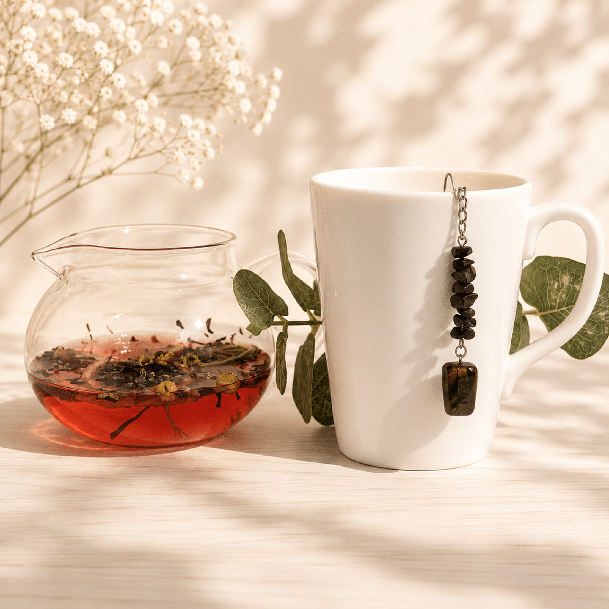 Tiger Eye Crystal Tea Steeper, Stainless Steel Loose Leaf Infuser - Winterberry Hearth
