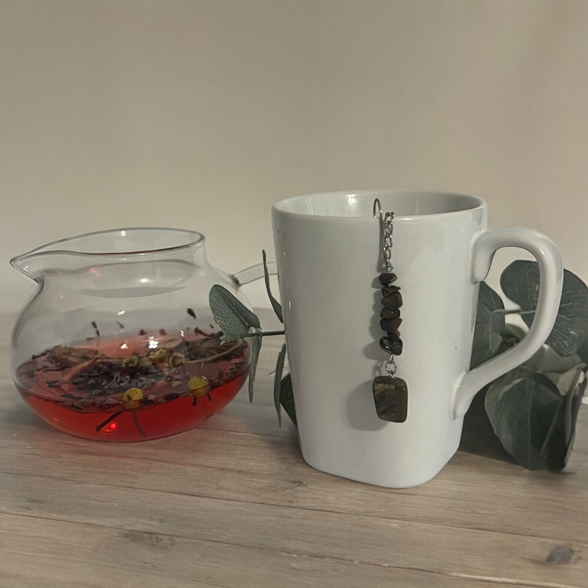 Tiger Eye Crystal Tea Steeper: Stainless Steel Loose Leaf Infuser - Winterberry Hearth