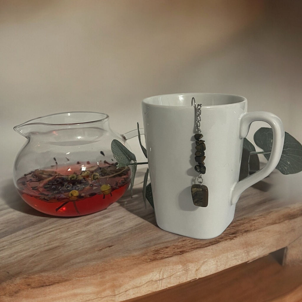 Tiger Eye Crystal Tea Steeper: Stainless Steel Loose Leaf Infuser - Winterberry Hearth
