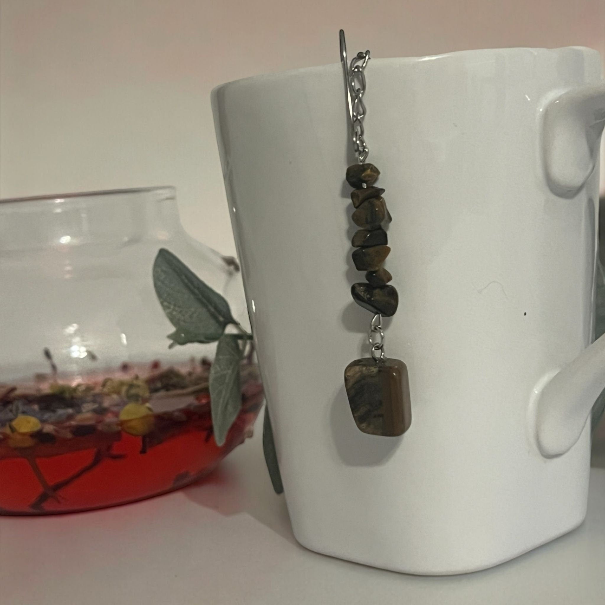 Tiger Eye Crystal Tea Steeper: Stainless Steel Loose Leaf Infuser - Winterberry Hearth