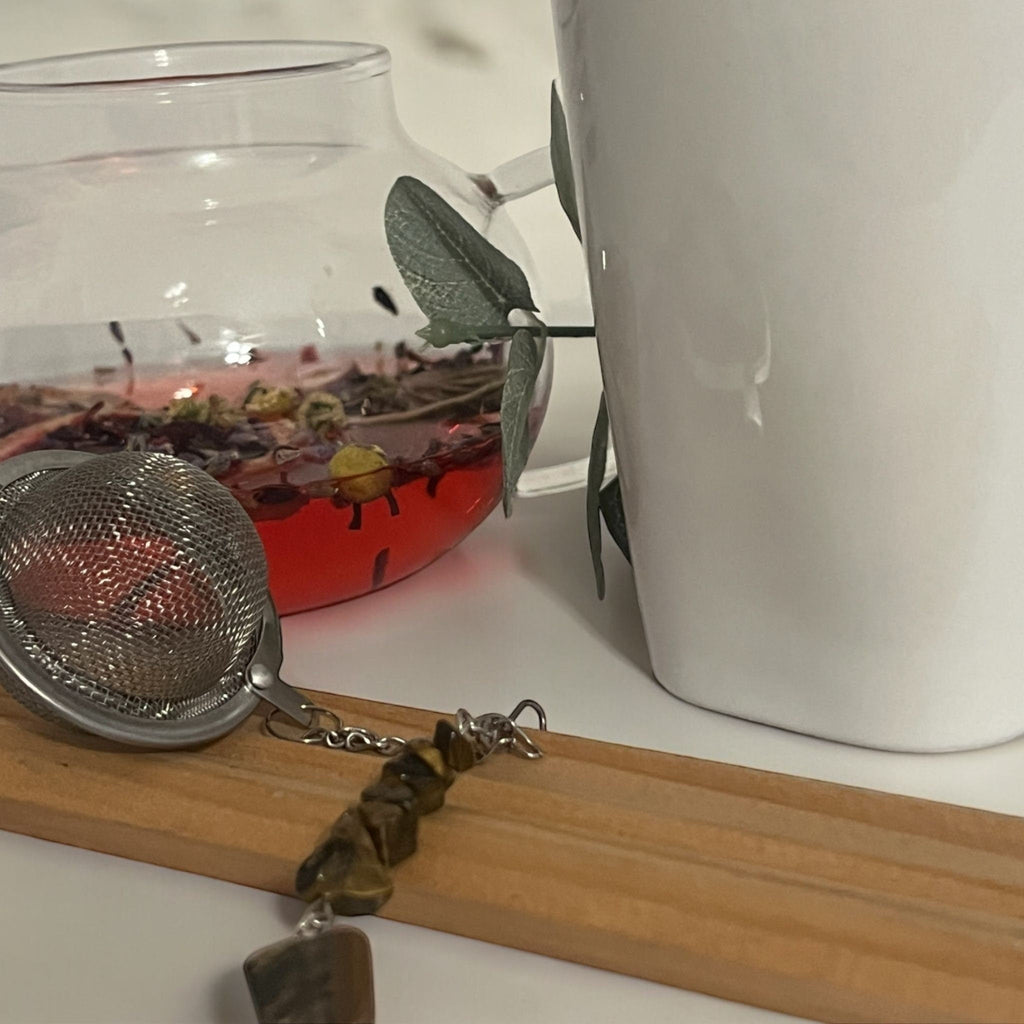 Tiger Eye Crystal Tea Steeper: Stainless Steel Loose Leaf Infuser - Winterberry Hearth
