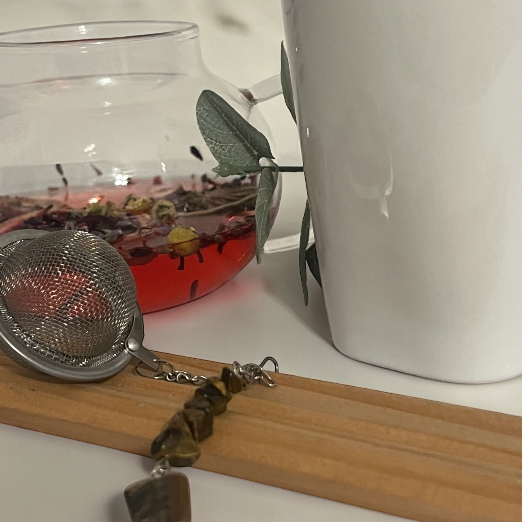 Tiger Eye Crystal Tea Steeper: Stainless Steel Loose Leaf Infuser - Winterberry Hearth