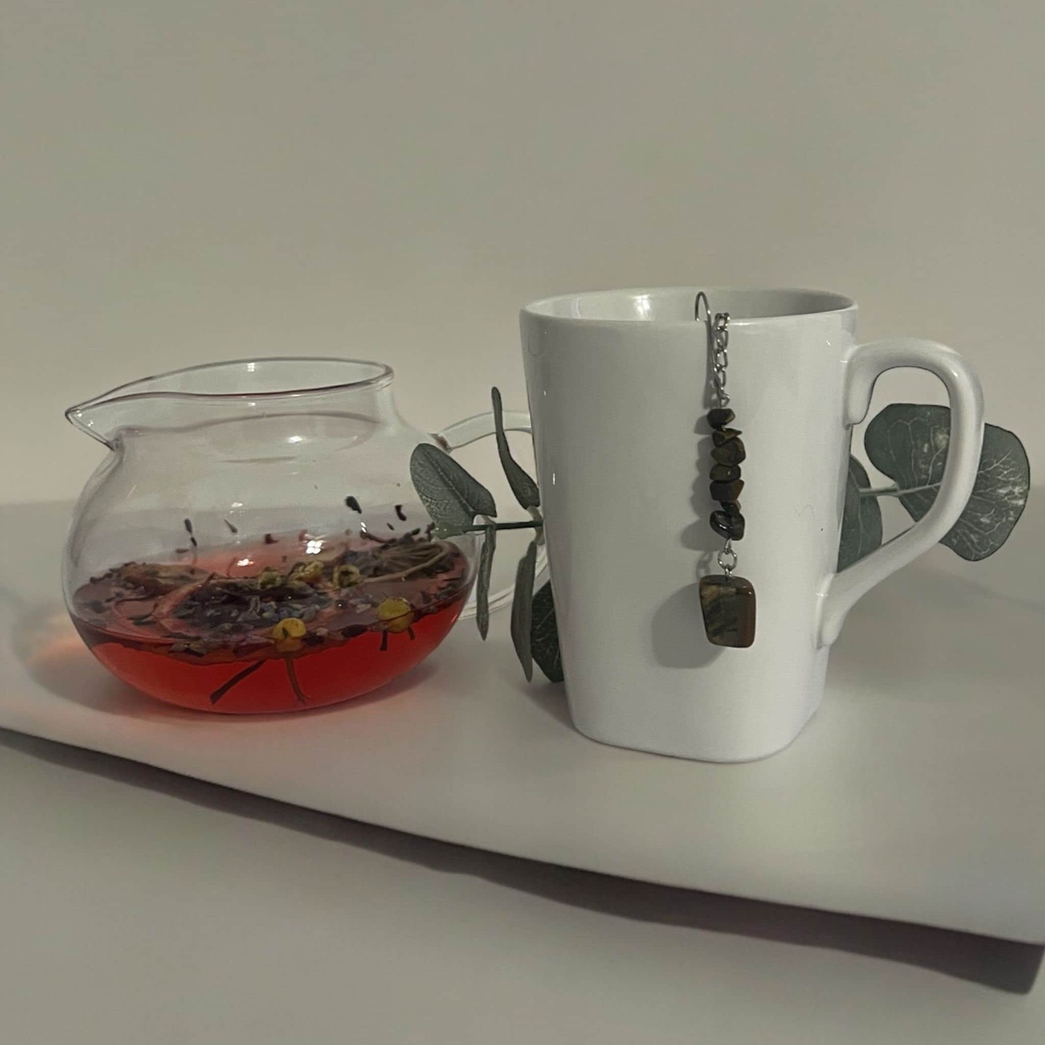 Tiger Eye Crystal Tea Steeper: Stainless Steel Loose Leaf Infuser - Winterberry Hearth