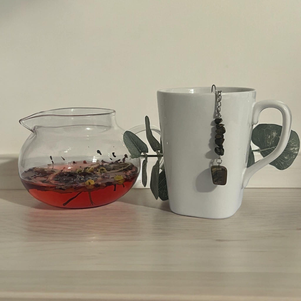 Tiger Eye Crystal Tea Steeper: Stainless Steel Loose Leaf Infuser - Winterberry Hearth