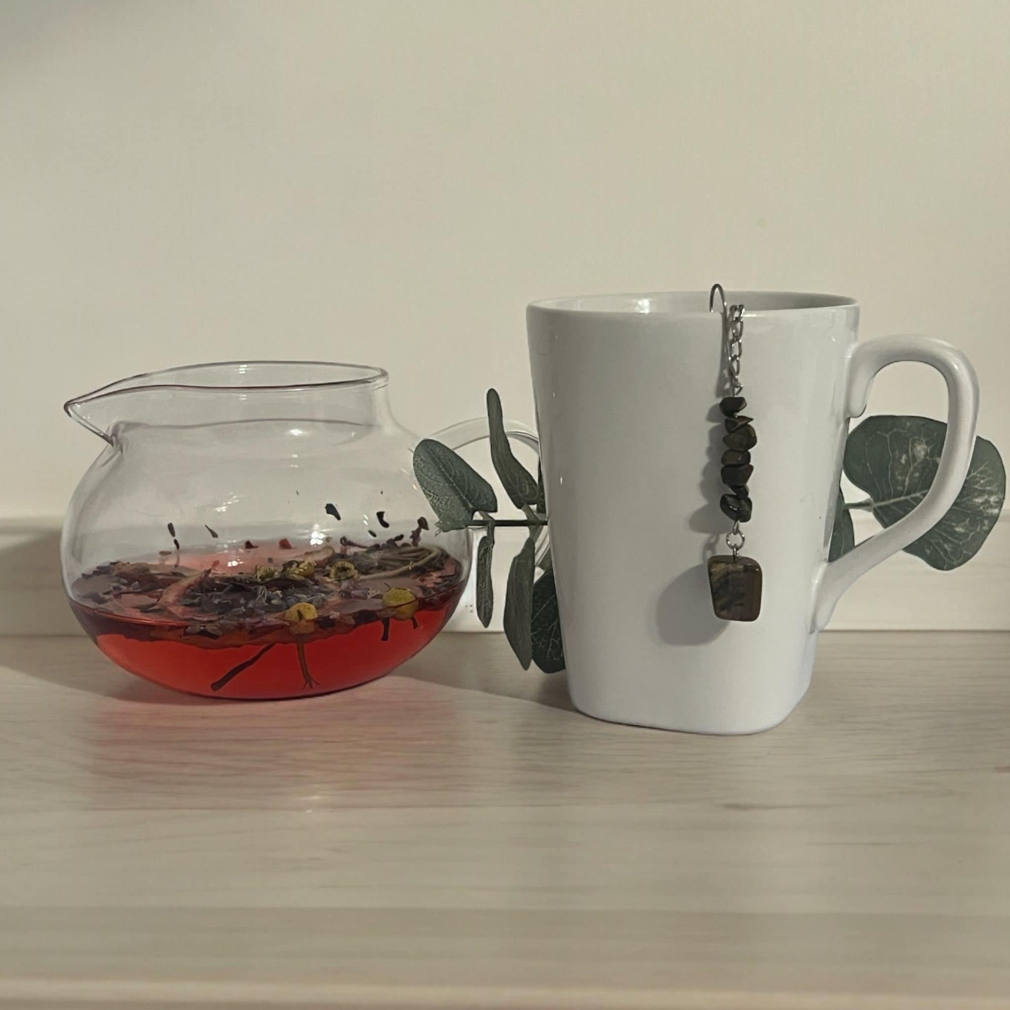 Tiger Eye Crystal Tea Steeper: Stainless Steel Loose Leaf Infuser - Winterberry Hearth