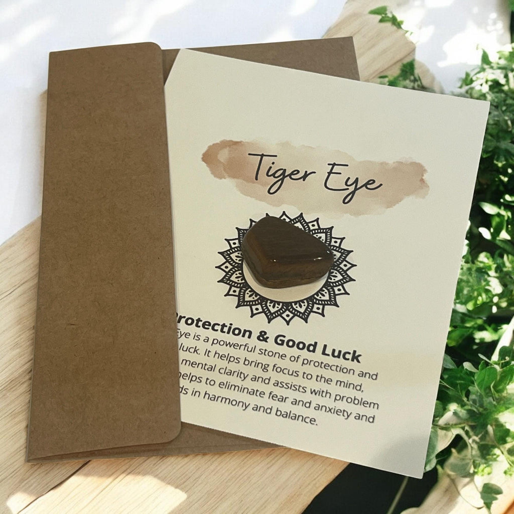 Tiger Eye Crystal with Meaning Card: Courage & Focus Stone, Meditation Aid - Winterberry Hearth