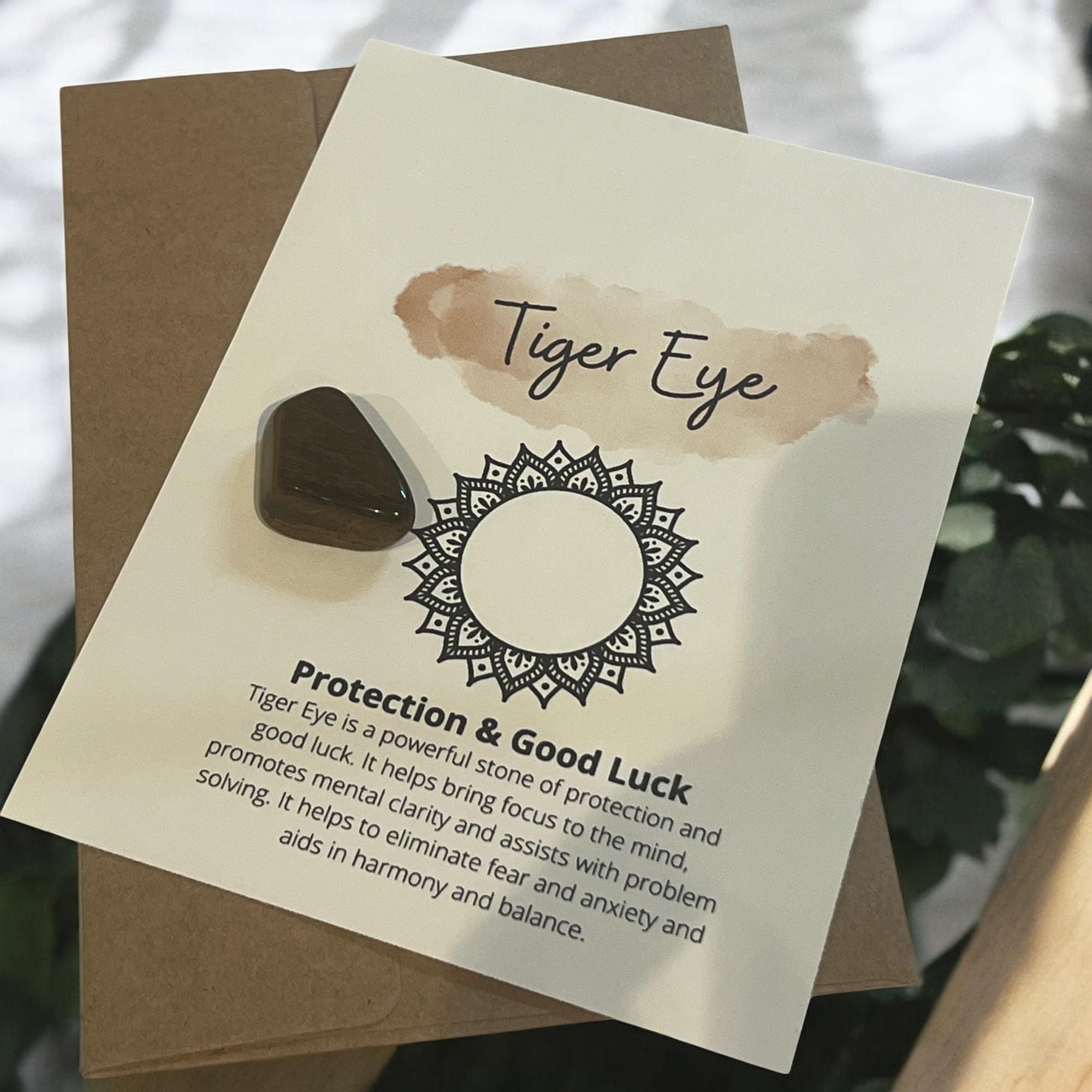 Tiger Eye Crystal with Meaning Card: Courage & Focus Stone, Meditation Aid - Winterberry Hearth