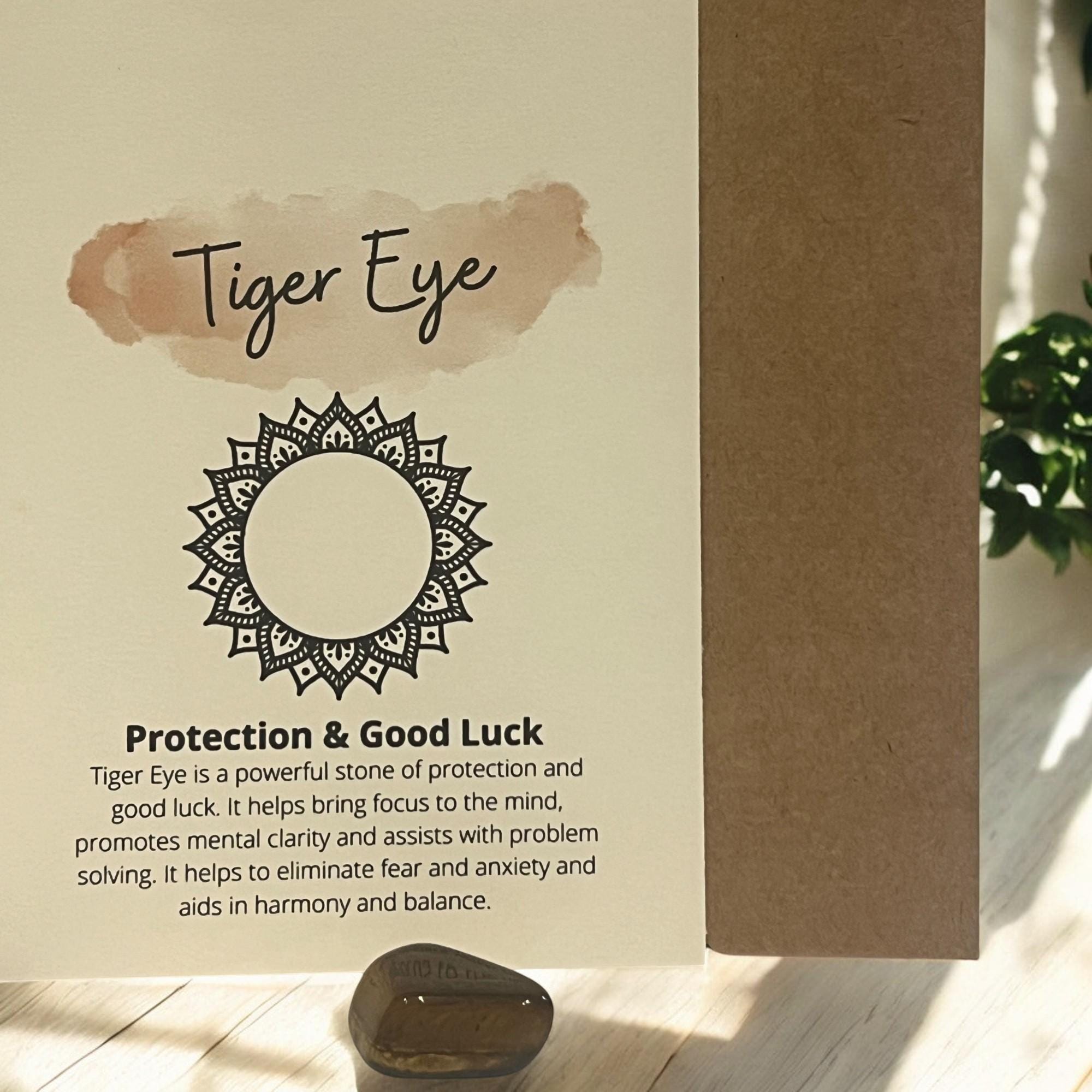 Tiger Eye Crystal with Meaning Card: Courage & Focus Stone, Meditation Aid - Winterberry Hearth
