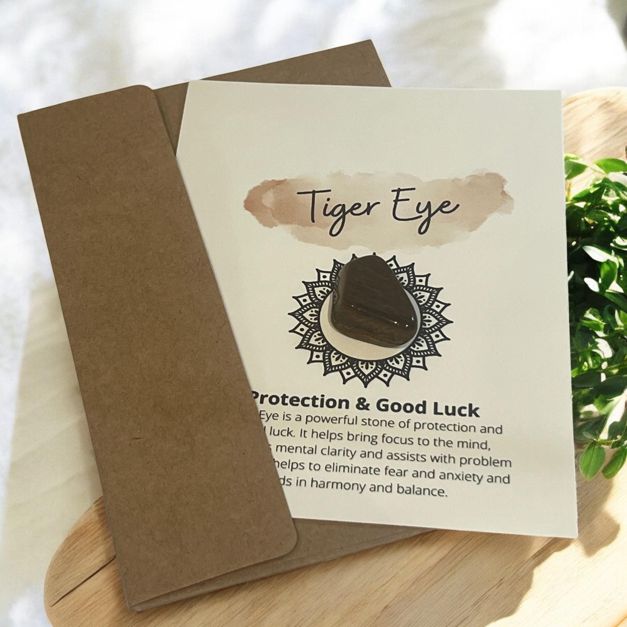 Tiger Eye Crystal with Meaning Card: Courage & Focus Stone, Meditation Aid - Winterberry Hearth