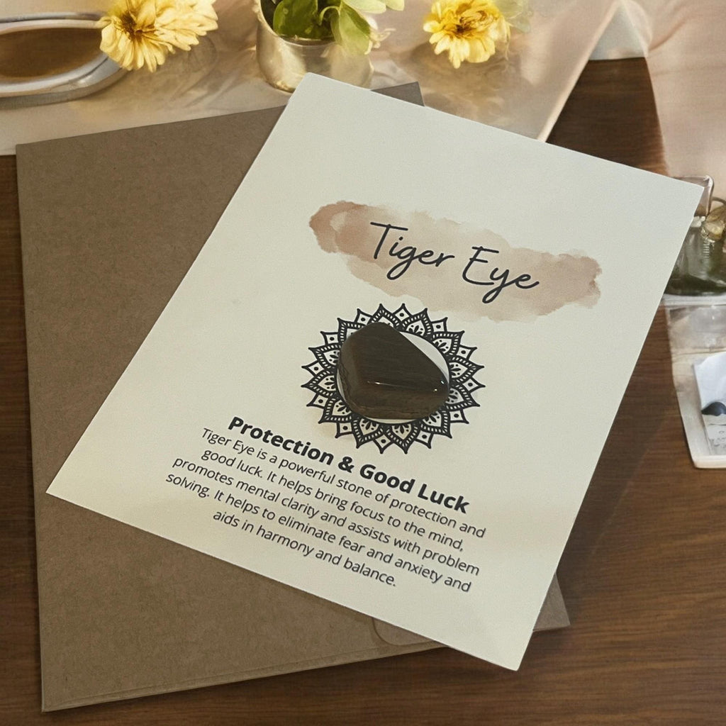 Tiger Eye Crystal with Meaning Card: Courage & Focus Stone, Meditation Aid - Winterberry Hearth