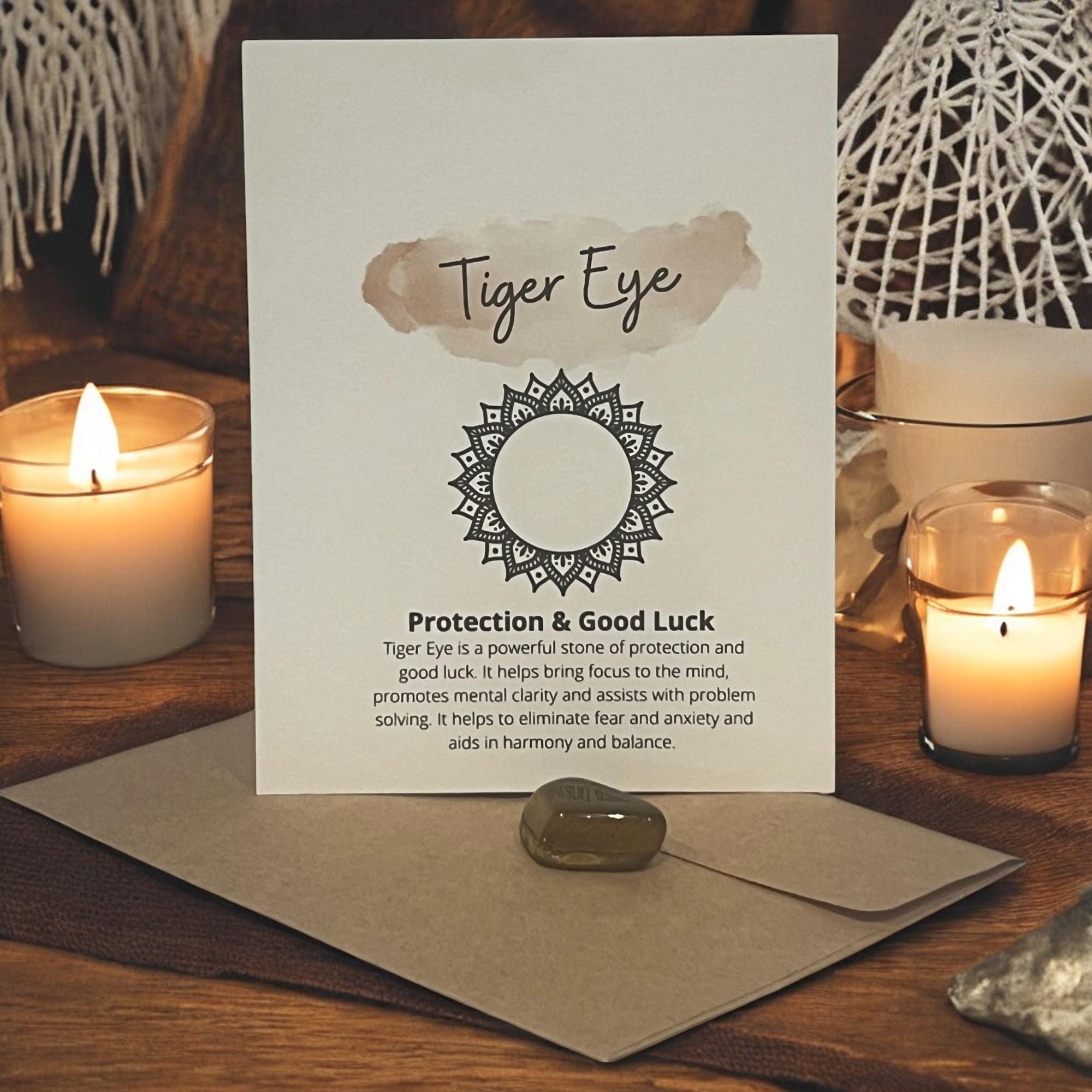 Tiger Eye Crystal with Meaning Card: Courage & Focus Stone, Meditation Aid - Winterberry Hearth
