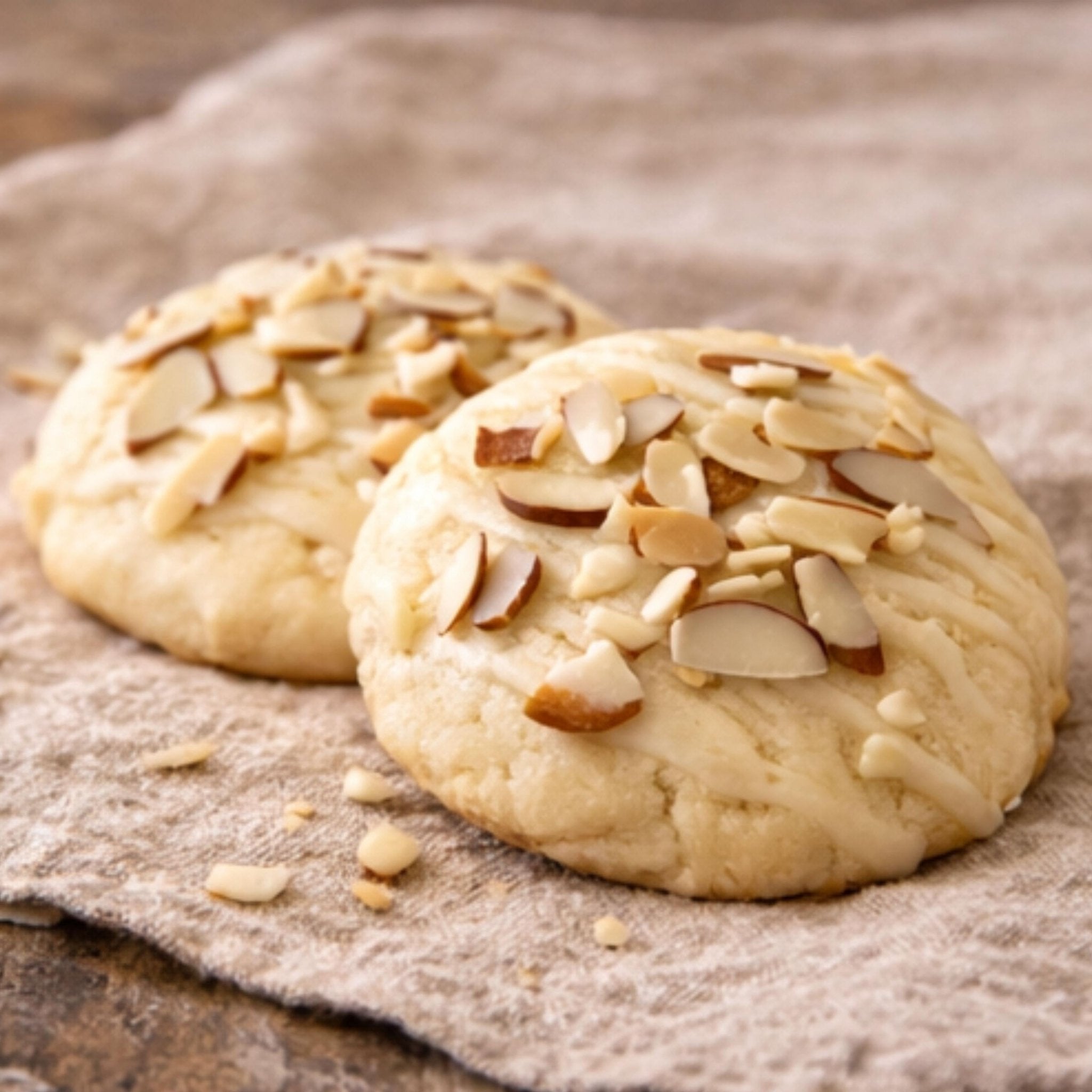 Vanilla Almond Sugar Cookies, Maple Glaze Toasted Almond Topping, Gourmet Homemade Bakery Tea Cakes - Winterberry Hearth