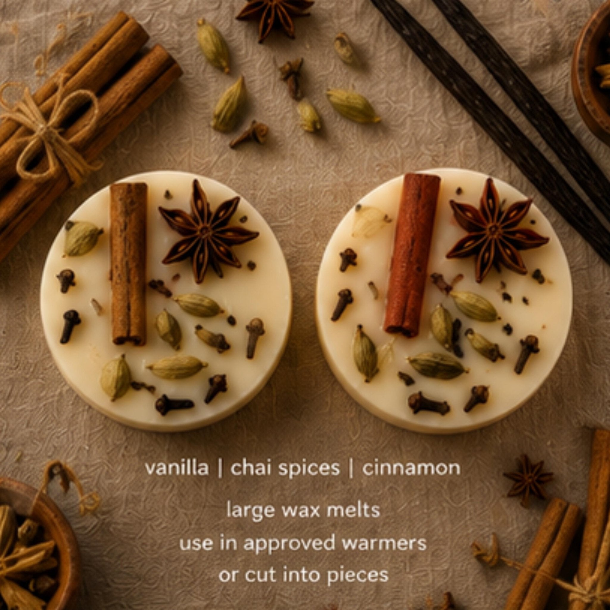 Vanilla Chai Wickless Candle Melt, Soy Wax Tart, Spiced Comfort Aroma - Winterberry Hearth
