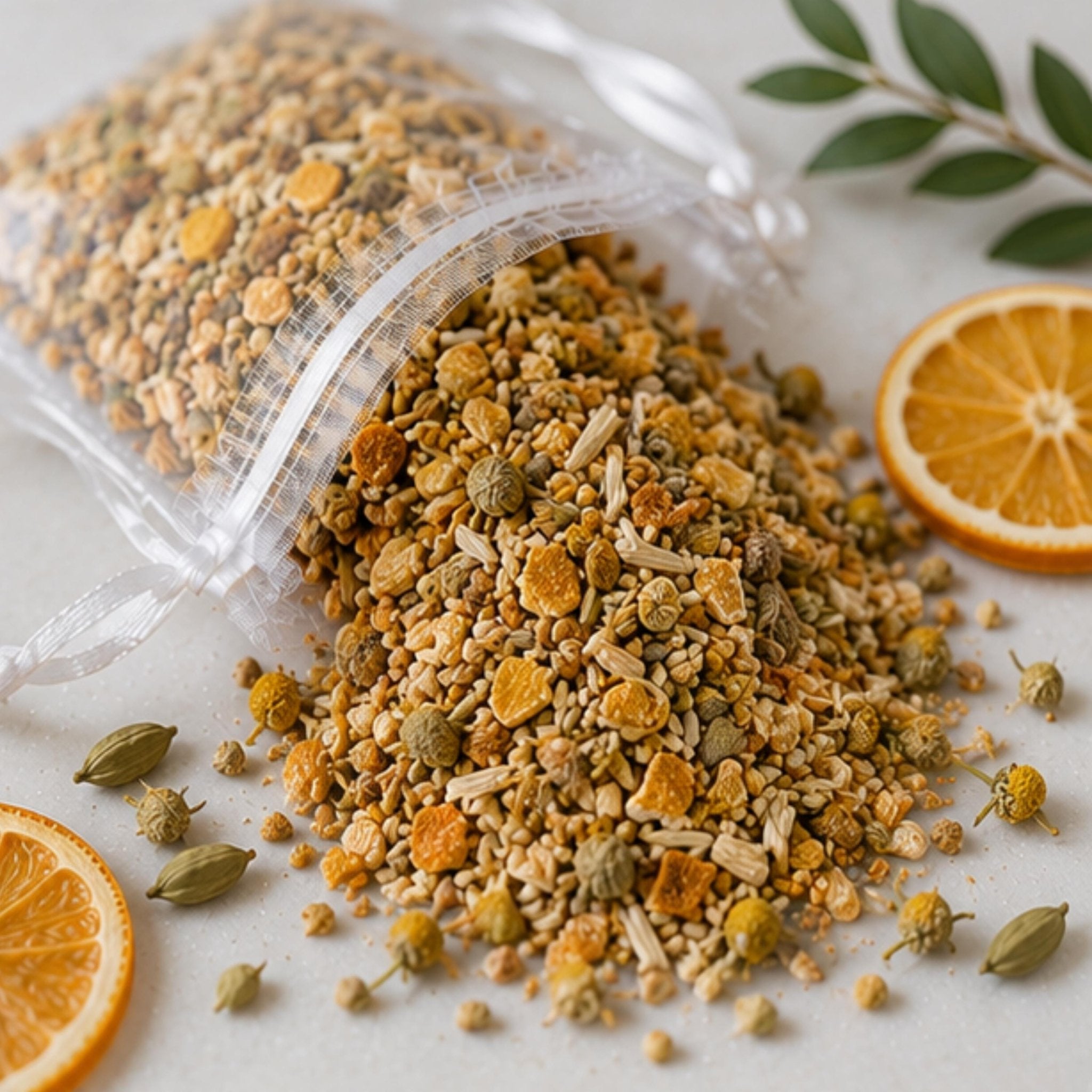 Warm Citrus Home Fragrance Sachet, Candlelit Comfort Aromatherapy, Orange Cardamom, Cozy Botanical Gift - Winterberry Hearth