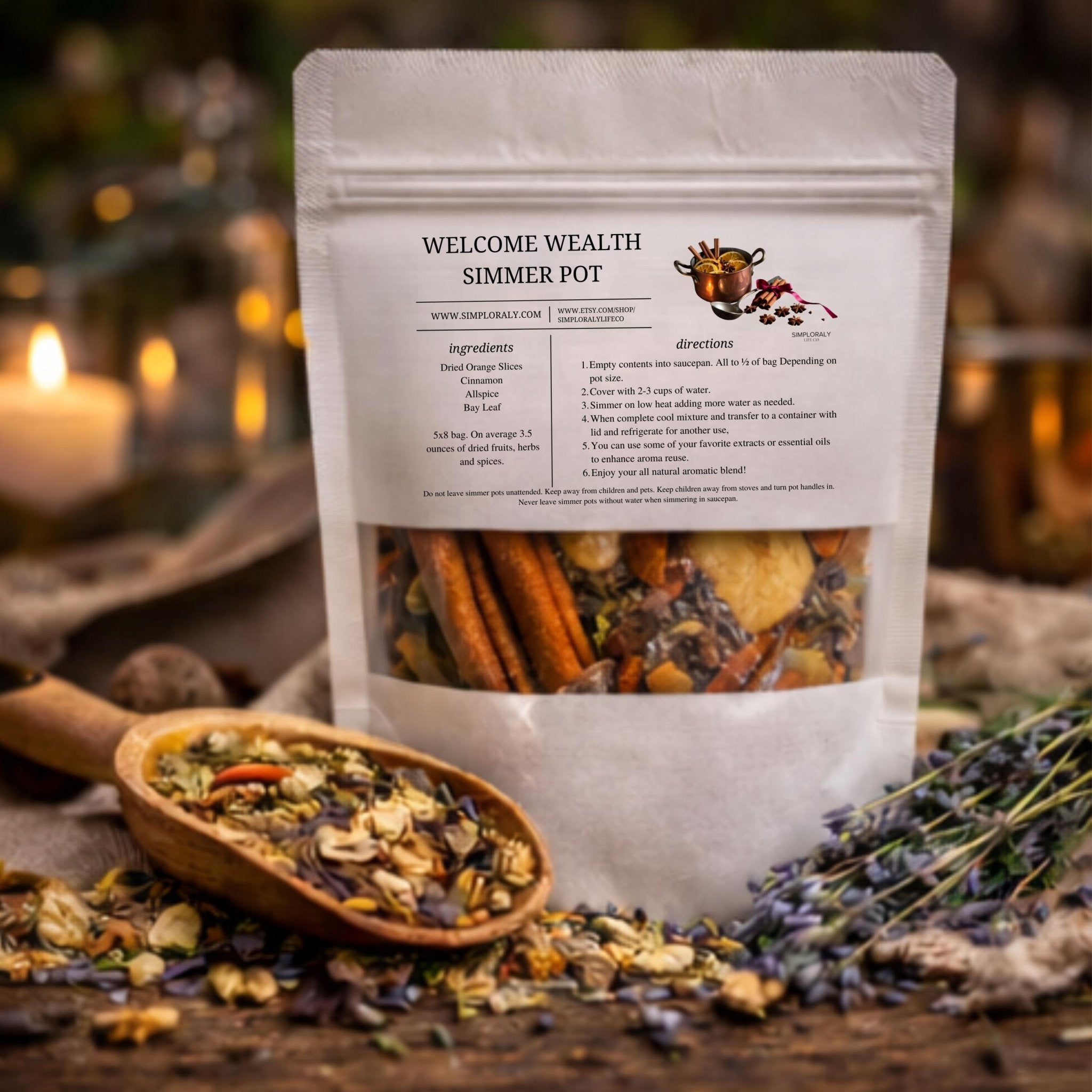 Welcome Wealth Simmer Pot Blend, Abundance Home Ritual, Herbal Prosperity Stovetop Potpourri - Winterberry Hearth