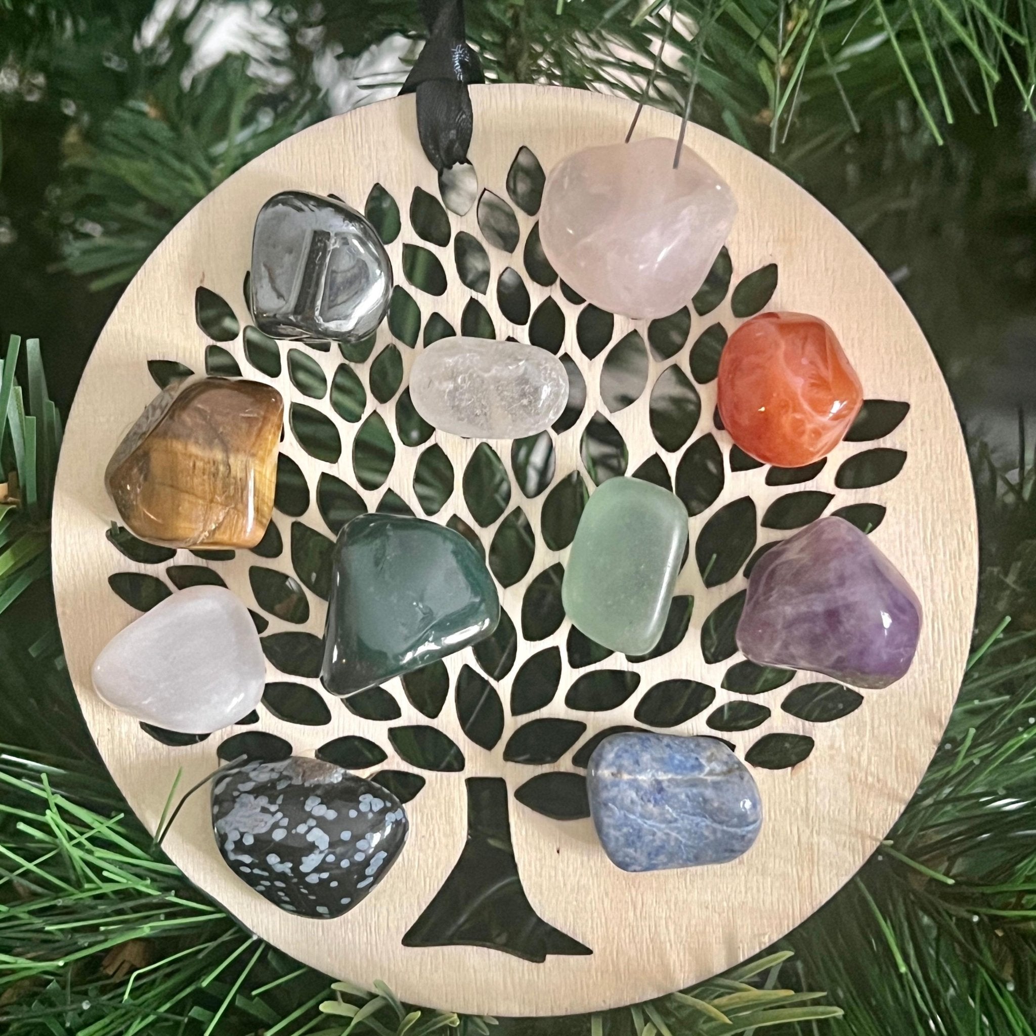 Wood Engraved Tree of Life Christmas Ornament: Sacred Symbol Healing - Winterberry Hearth