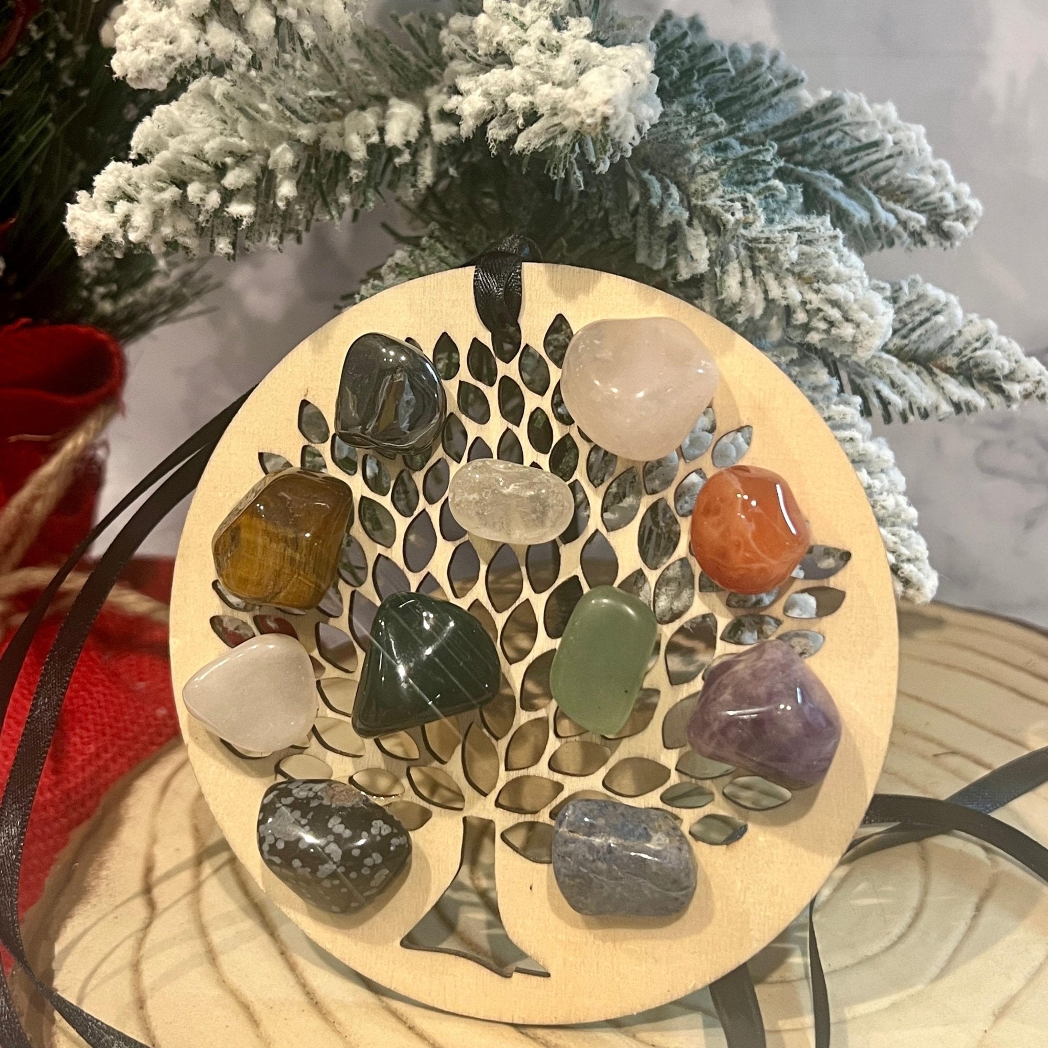 Wood Engraved Tree of Life Christmas Ornament: Sacred Symbol Healing - Winterberry Hearth