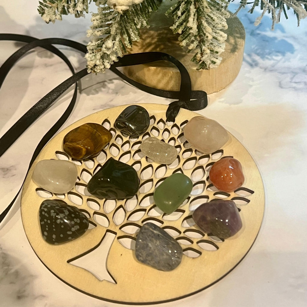 Wood Engraved Tree of Life Christmas Ornament: Sacred Symbol Healing - Winterberry Hearth