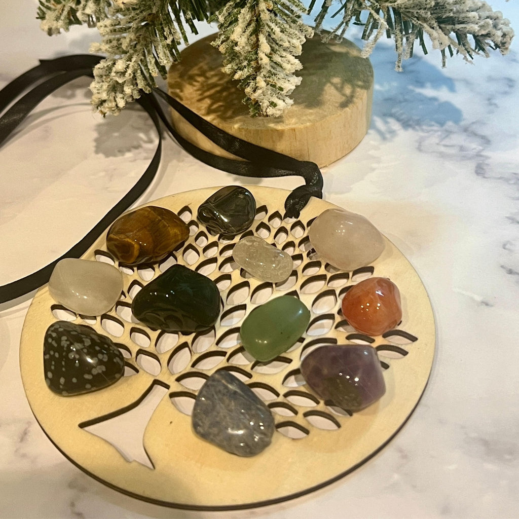 Wood Engraved Tree of Life Christmas Ornament: Sacred Symbol Healing - Winterberry Hearth