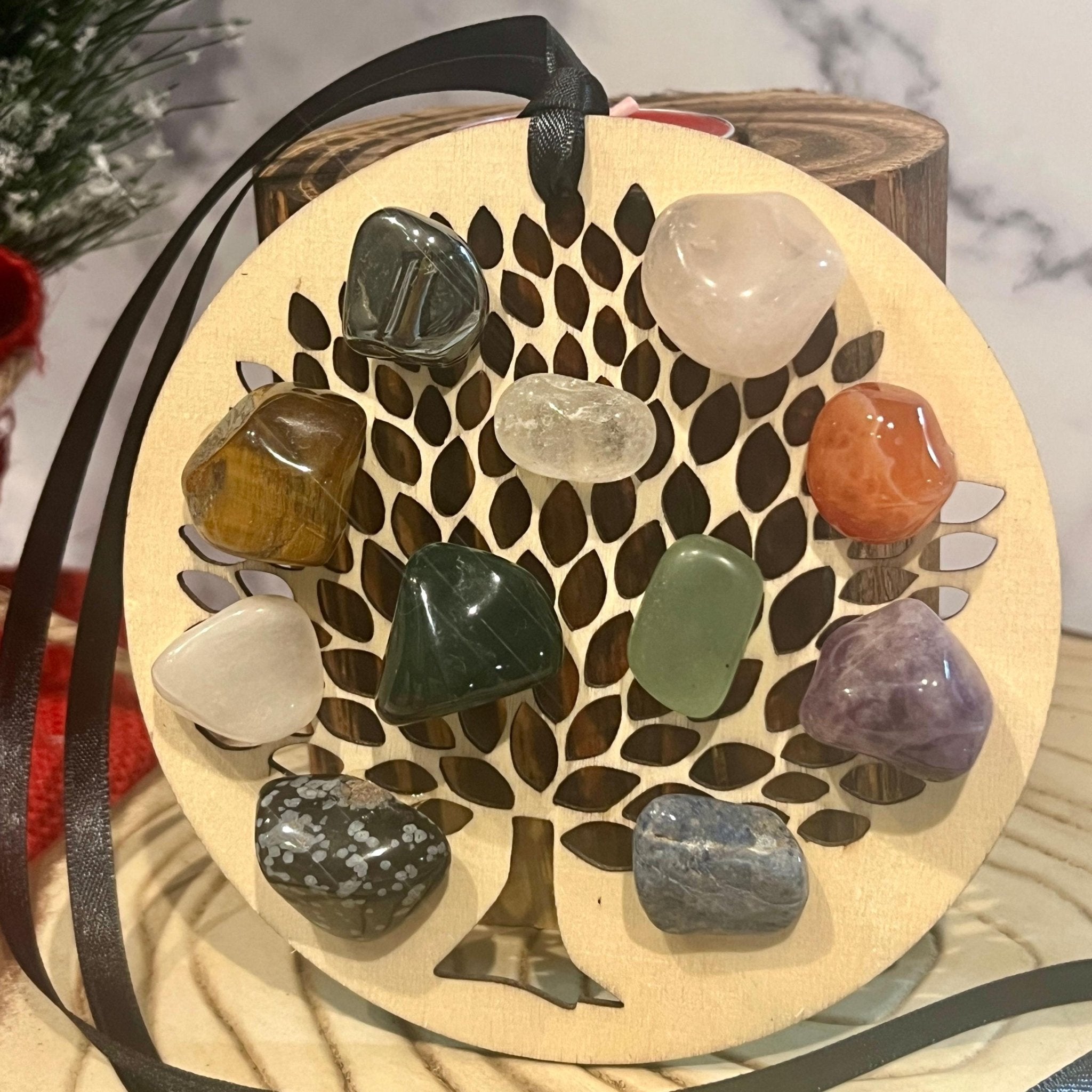 Wood Engraved Tree of Life Christmas Ornament: Sacred Symbol Healing - Winterberry Hearth