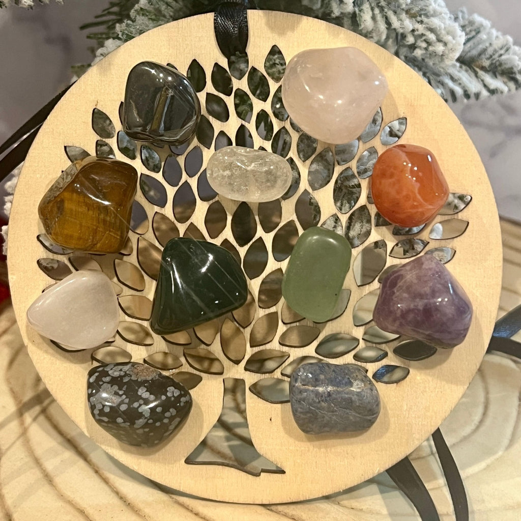 Wood Engraved Tree of Life Christmas Ornament: Sacred Symbol Healing - Winterberry Hearth