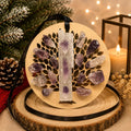 Wooden Tree of Life Christmas Ornament, Selenite Hanging Holiday Decor - Winterberry Hearth