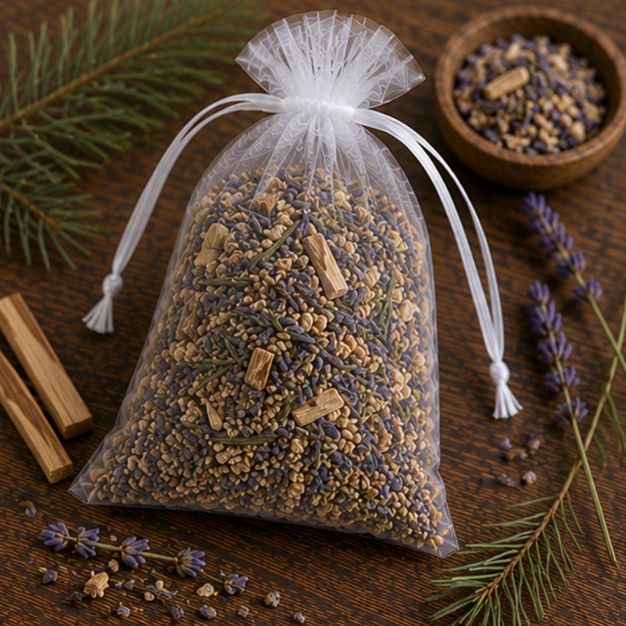 Woodland Lavender Sachet, Pillow Sachet, Natural Home, Snowy Evening Pine & Palo Santo, Cozy Gift - Winterberry Hearth