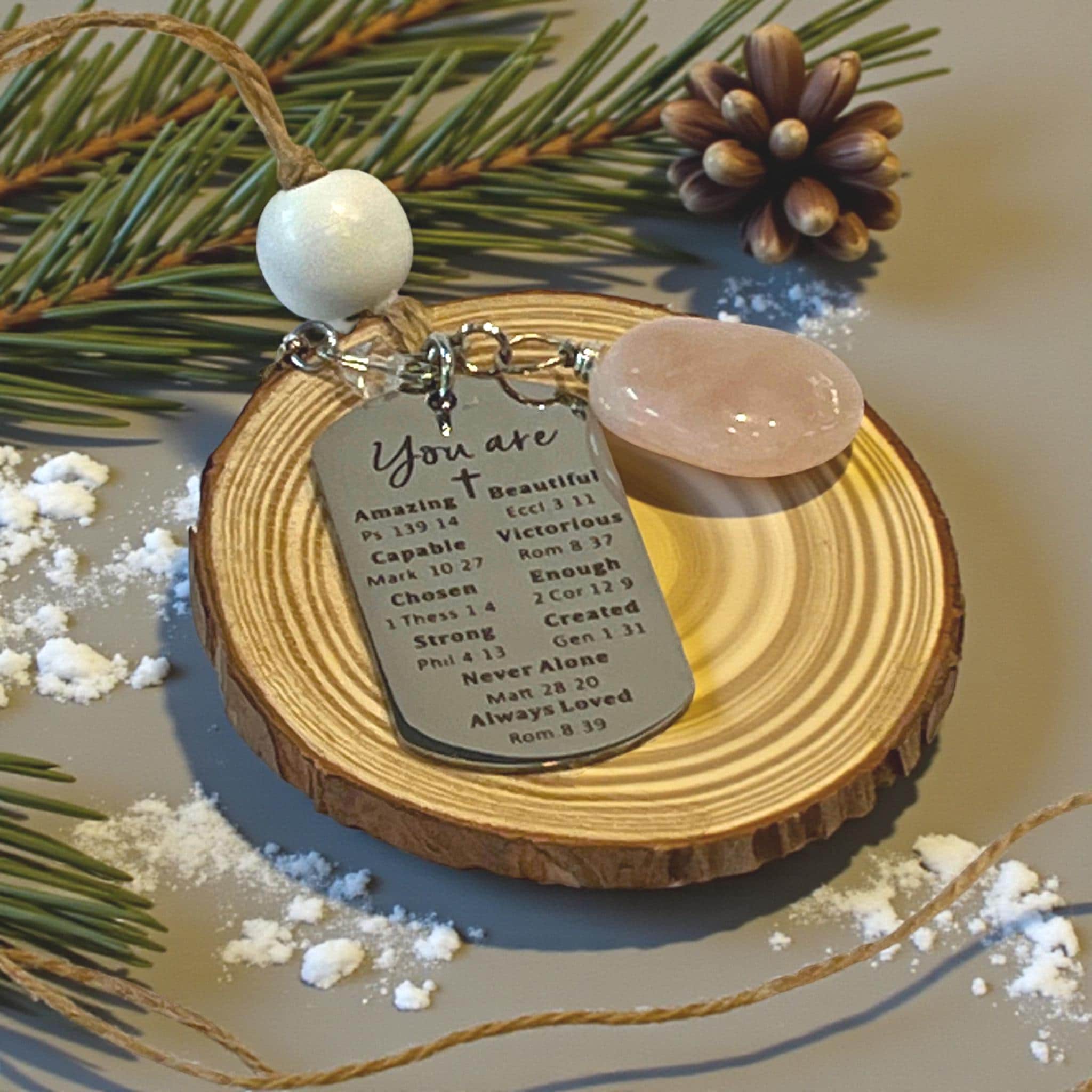 You Are Loved Scripture Ornament, Faith Gift, Encouragement Decor - Winterberry Hearth