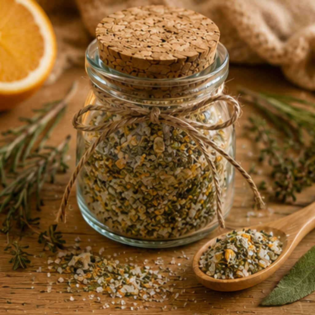 Yuletide Citrus Herb Salt, Cooking Seasoning, Bread Dip Mix, Vegetable Garnish, Gourmet Finishing Salt - Winterberry Hearth