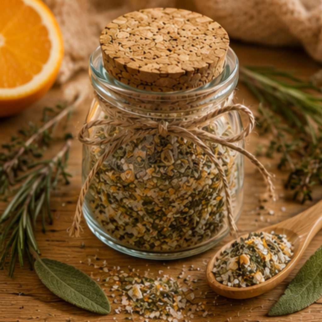 Yuletide Citrus Herb Salt, Cooking Seasoning, Bread Dip Mix, Vegetable Garnish, Gourmet Finishing Salt - Winterberry Hearth