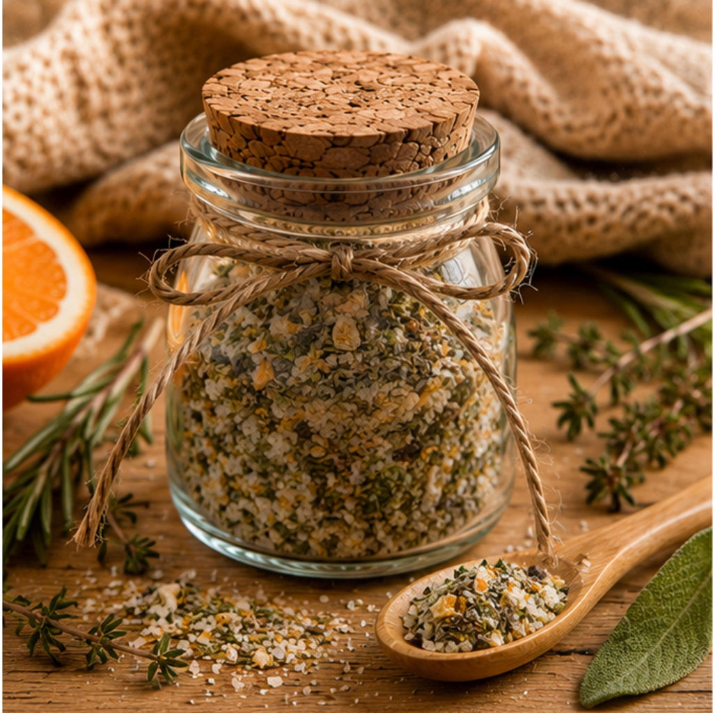 Yuletide Citrus Herb Salt, Cooking Seasoning, Bread Dip Mix, Vegetable Garnish, Gourmet Finishing Salt - Winterberry Hearth
