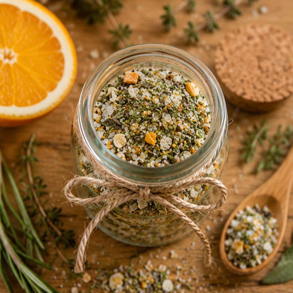 Yuletide Citrus Herb Salt, Cooking Seasoning, Bread Dip Mix, Vegetable Garnish, Gourmet Finishing Salt - Winterberry Hearth
